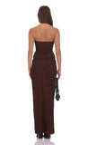 Textured Sheer Maxi Skirt in Brown
