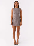 Lotus Tie Back Mini Dress Chocolate Gingham