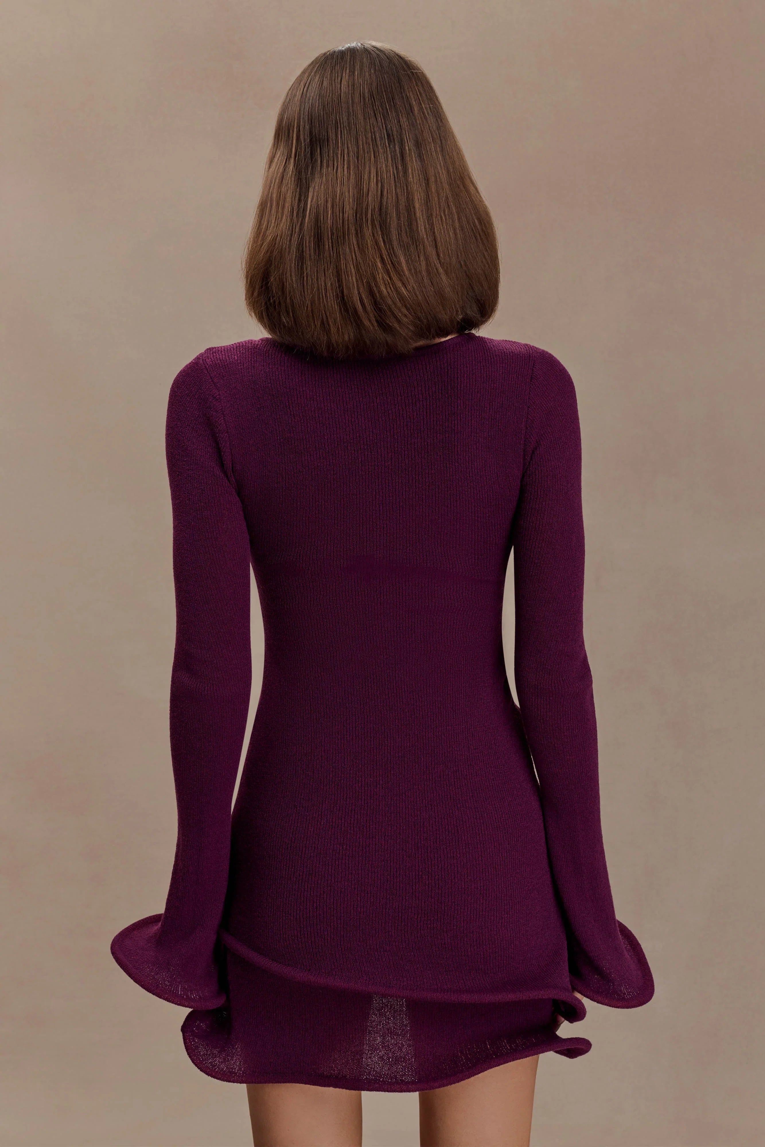 Samira Knit Long Sleeve Mini Dress Plum