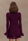 Samira Knit Long Sleeve Mini Dress Plum