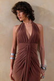 Lesley Brown Plunge Neck Maxi Dress