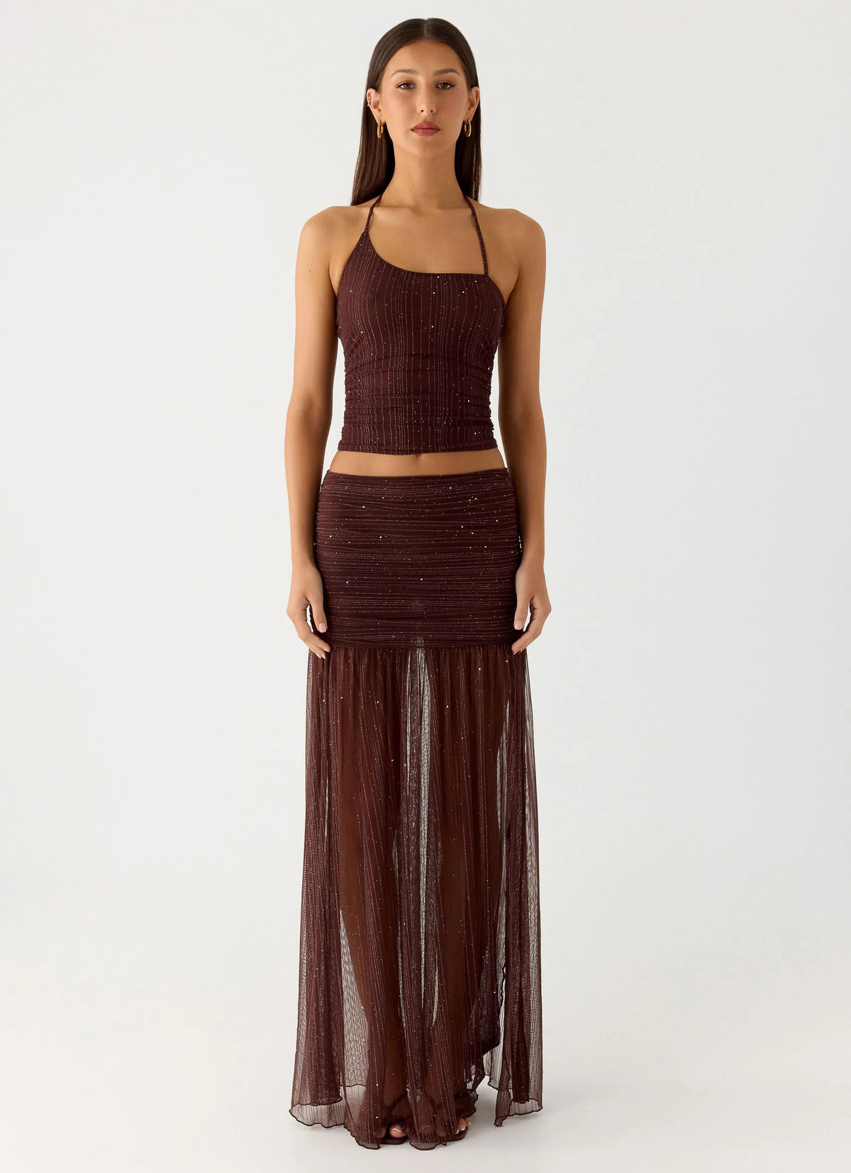 Sparkling Night Maxi Skirt Chocolate