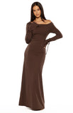 Elisha Chocolate Jersey Maxi Dress