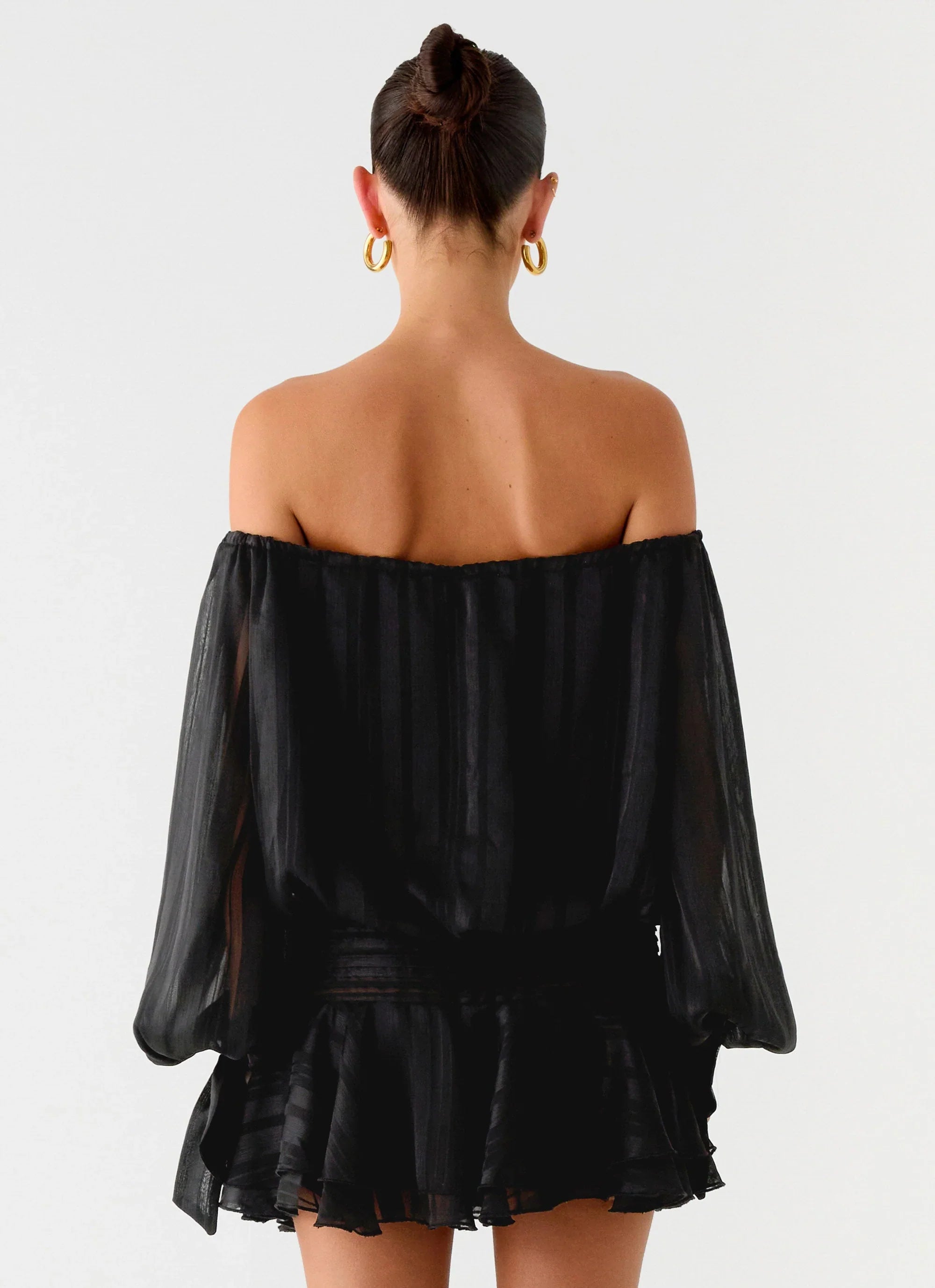 Eira Balloon Sleeve Mini Dress Black