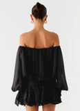 Eira Balloon Sleeve Mini Dress Black