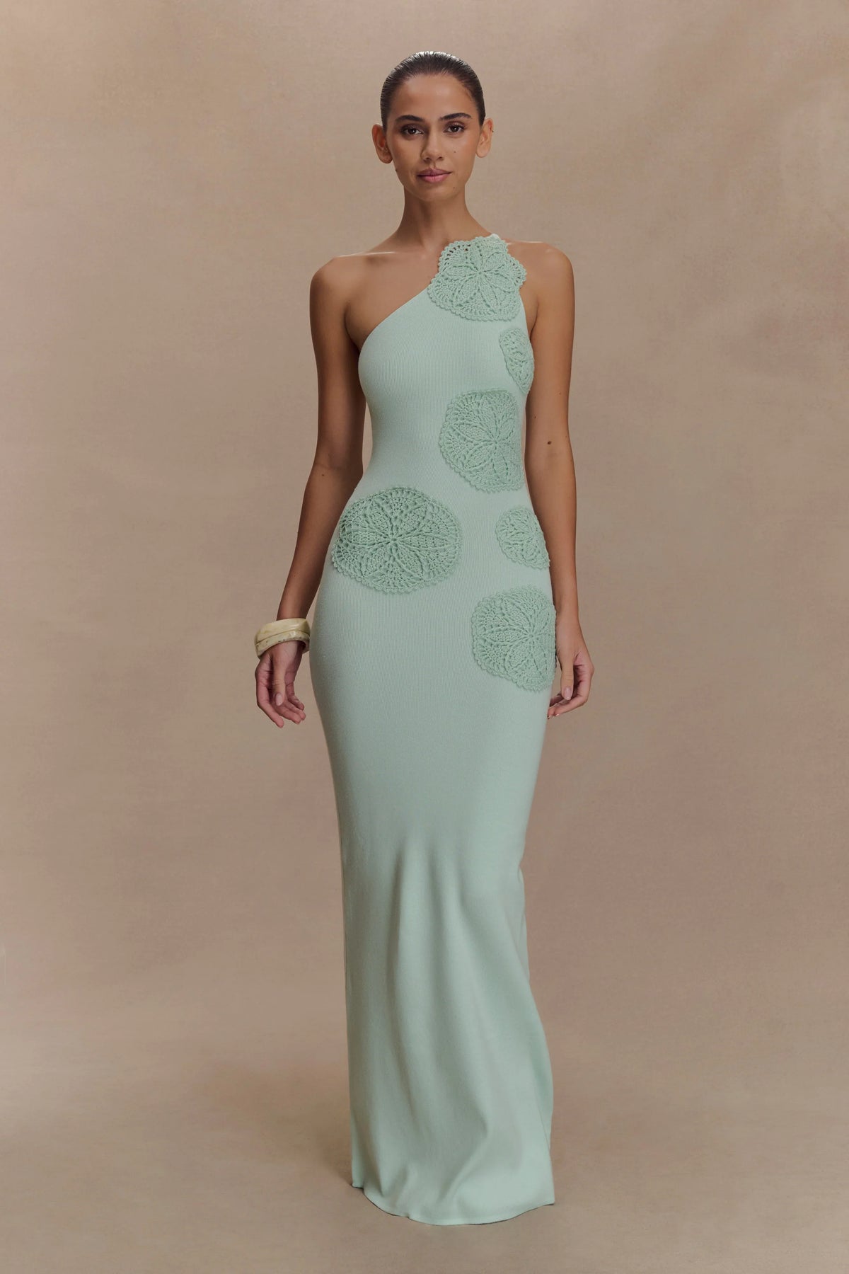 Teneika Crochet Knit Maxi Dress Light Aqua