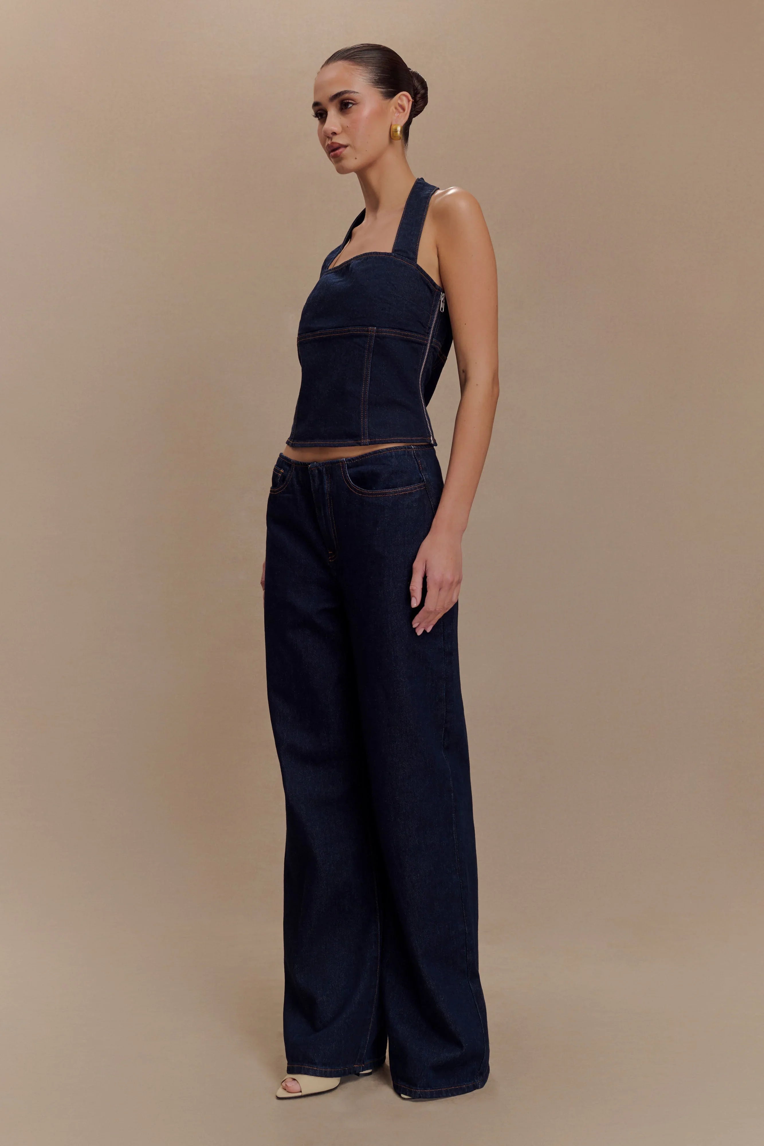 Caitlin Mid Rise Denim Jeans Indigo Blue