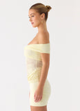 Either Way Off Shoulder Mini Dress Yellow