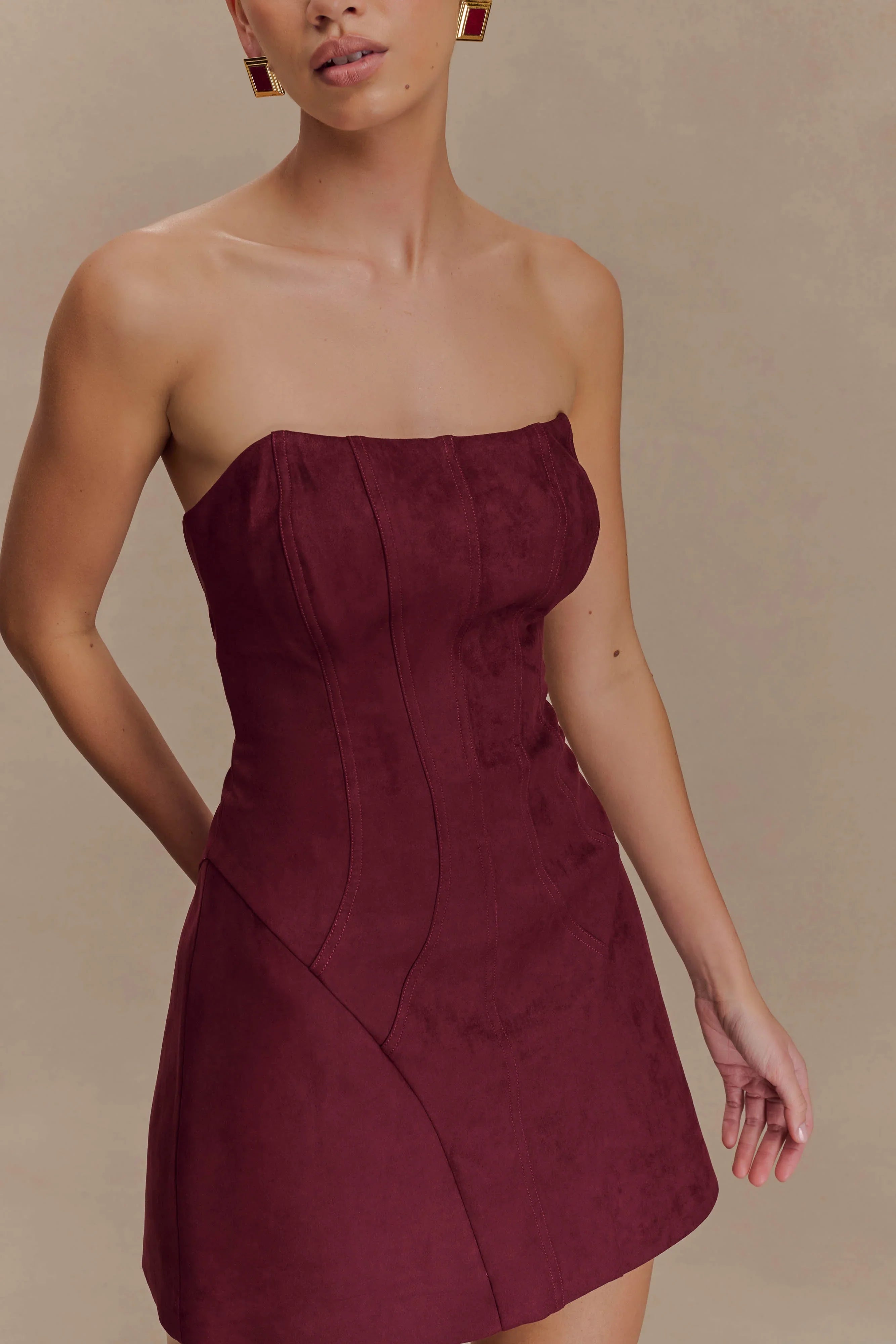 Andy Faux Suede Mini Dress Wine