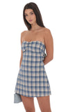 Strapless Plaid Dress in Blue