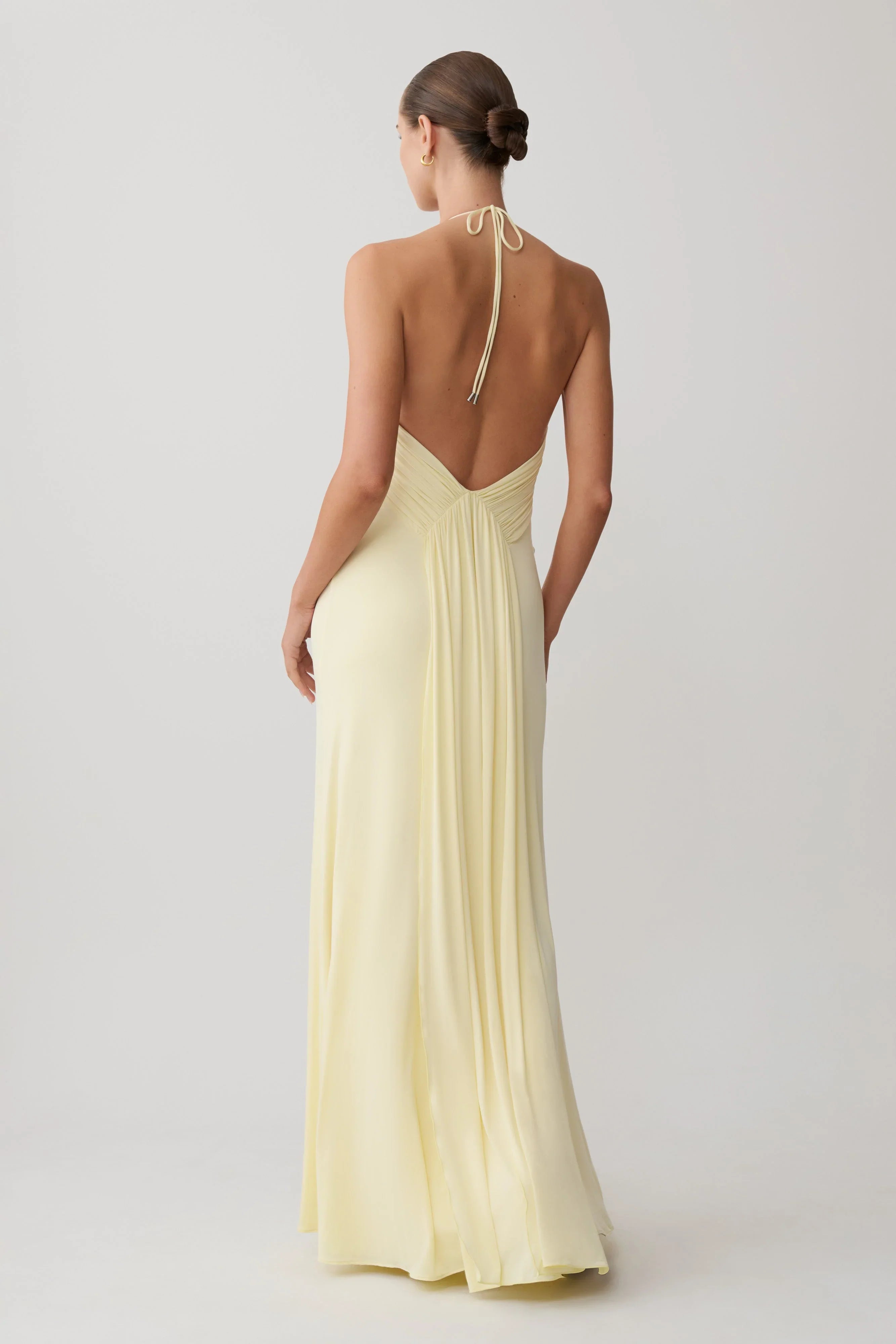 Maely Gathered Slinky Maxi Dress Lemon