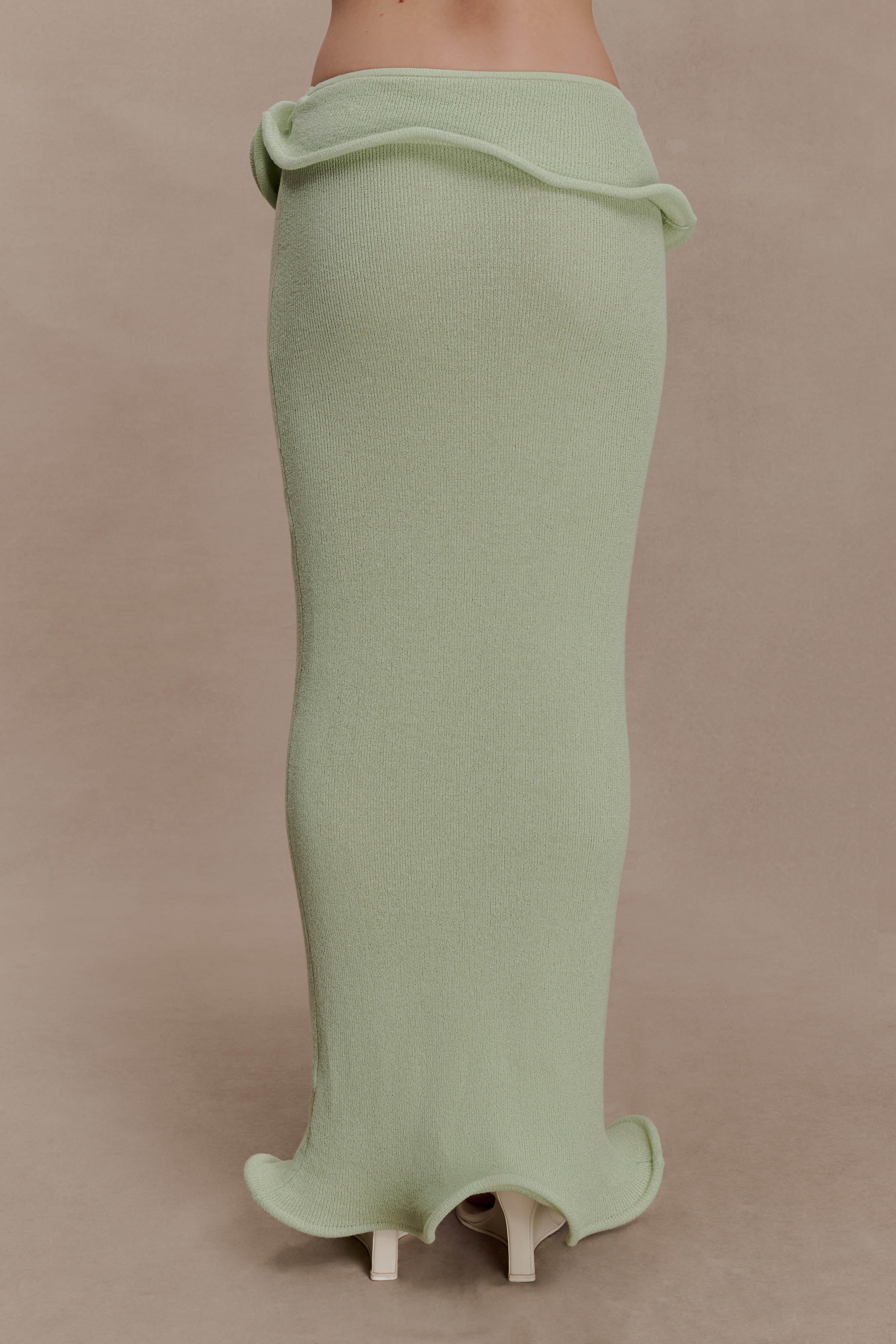 Samira Knit Wired Maxi Skirt Pastel Green