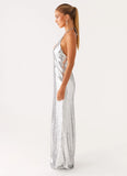 Billions Sequin Maxi Dress Mirror Silver
