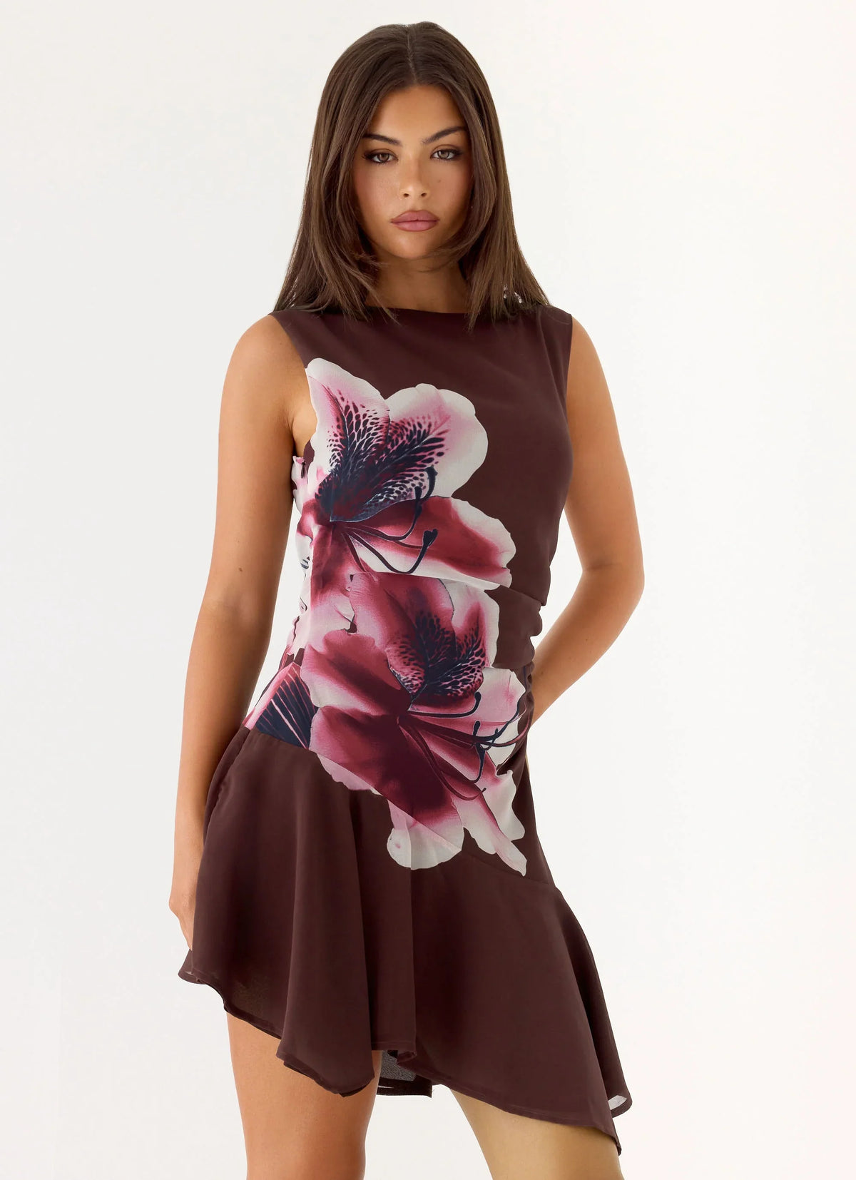 Maris Asymmetrical Mini Dress Velvet Bloom