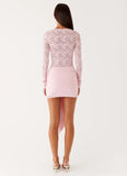 Consie Long Sleeve Mini Dress Pink