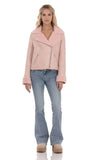 Sherpa Collar Suede Jacket in Pink