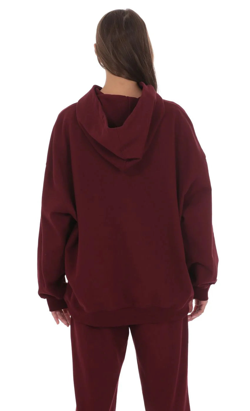Oversized Lucy Hoodie in Burgundy