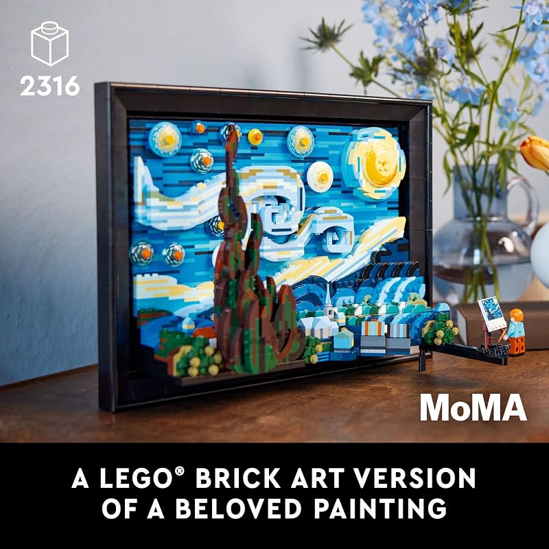 LEGO Ideas Vincent Van Gogh The Starry Night Building Set for Adults Ages 18 Beautifully Detailed Home Wall Art Decor Gift for Men Women 21333