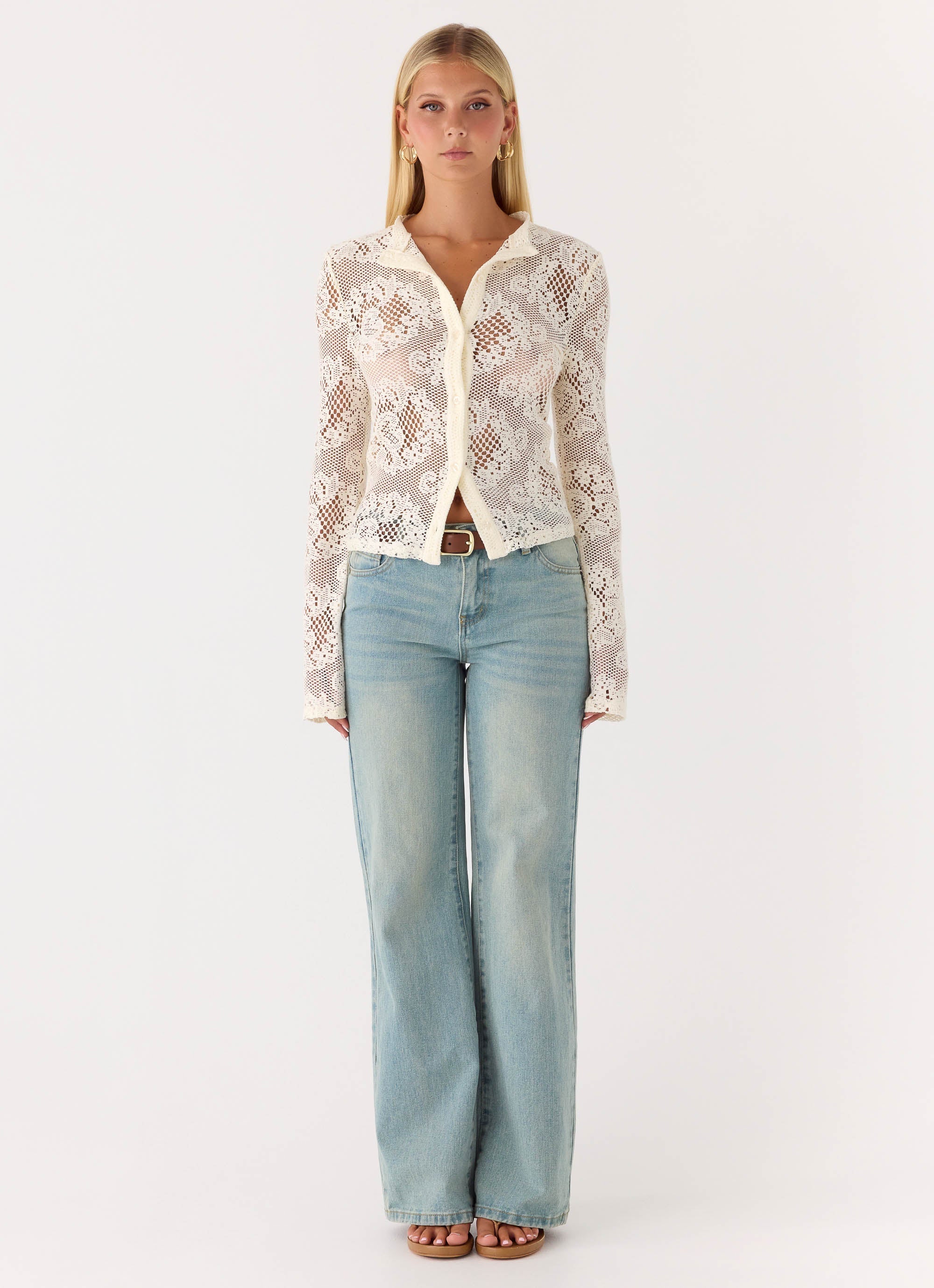 Orellia Long Sleeve Top Ivory