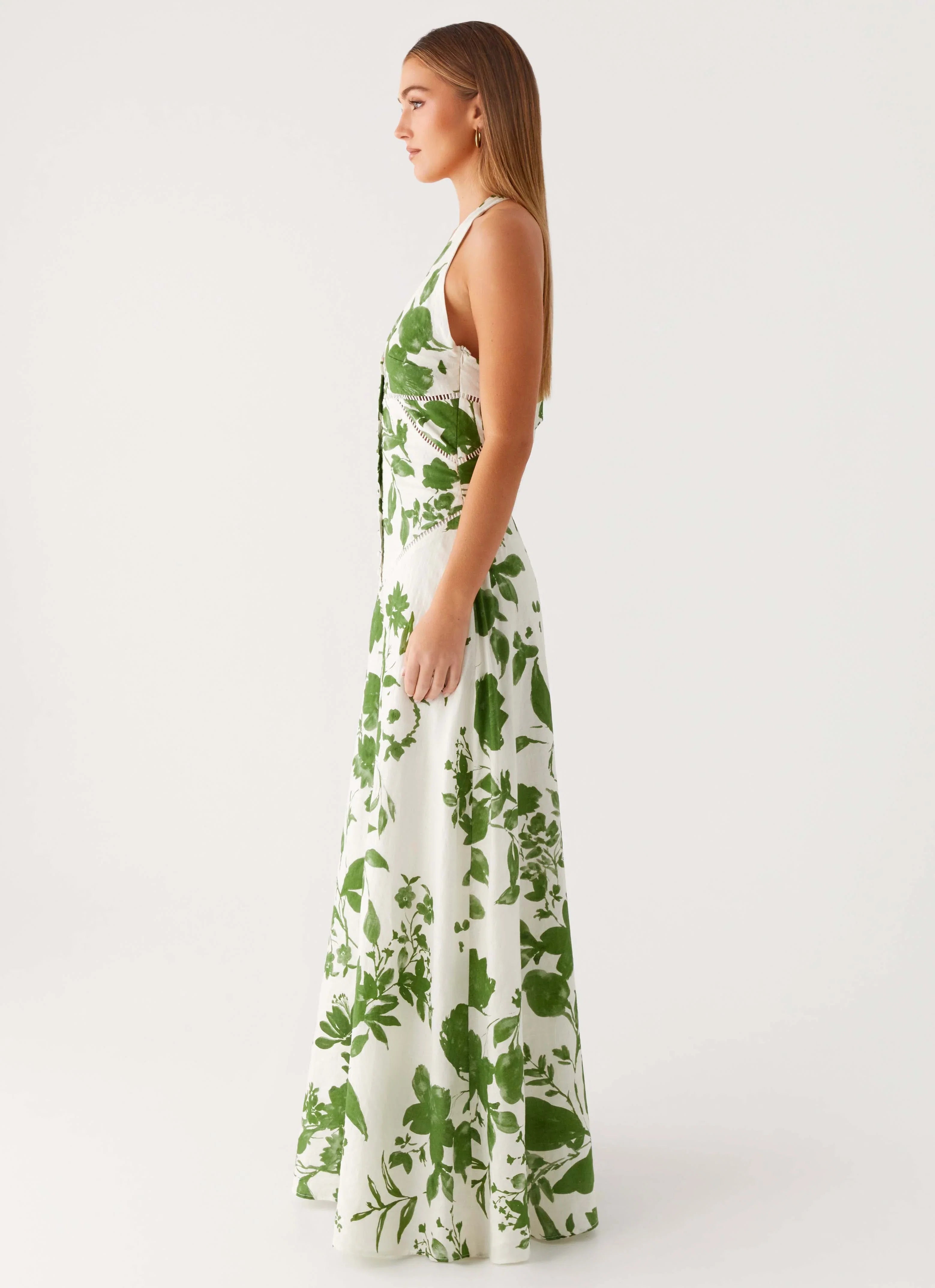 Ember Valley Cotton Maxi Dress Verdant Bloom