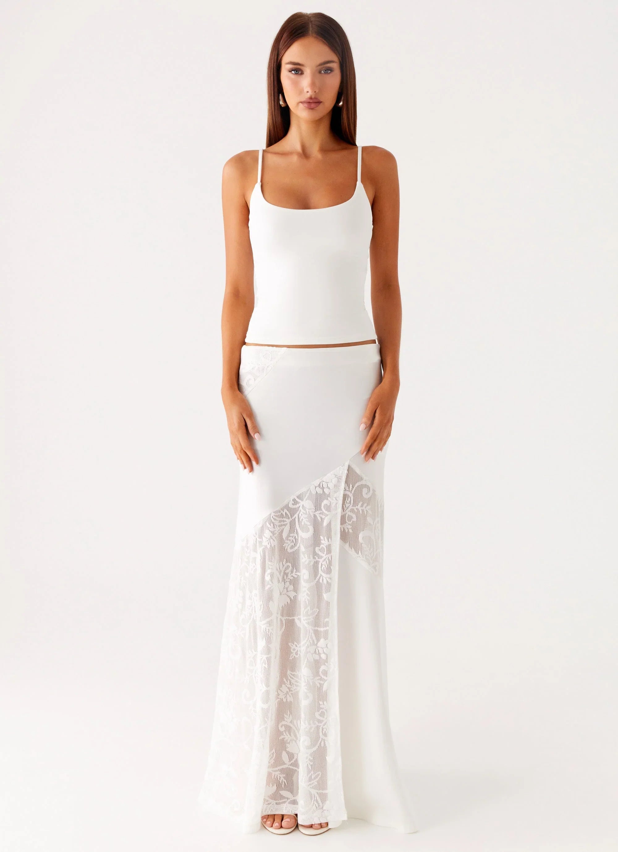 Dasie Lace Maxi Skirt White