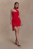 Mattea Slinky And Mesh Mini Dress With Scarf Red