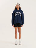 Navy Fourth Athletics Slogan Oversized Hoodie