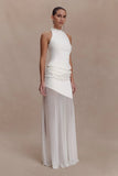 Portia Scuba And Mesh Maxi Skirt White