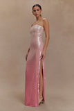 Miranda Strapless Sequin Maxi Dress Ombre Pink