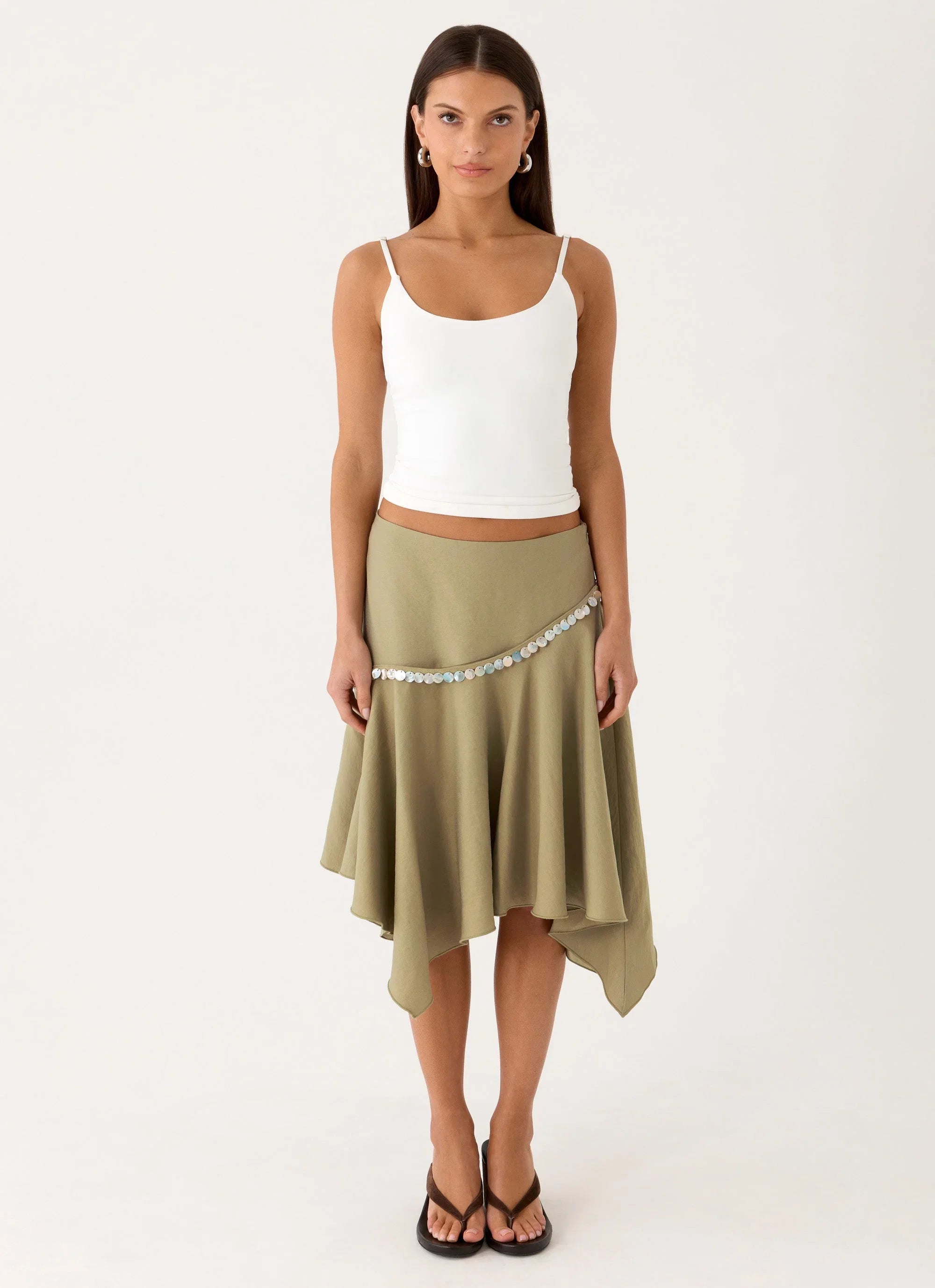 Zafira Midi Skirt Pale Olive