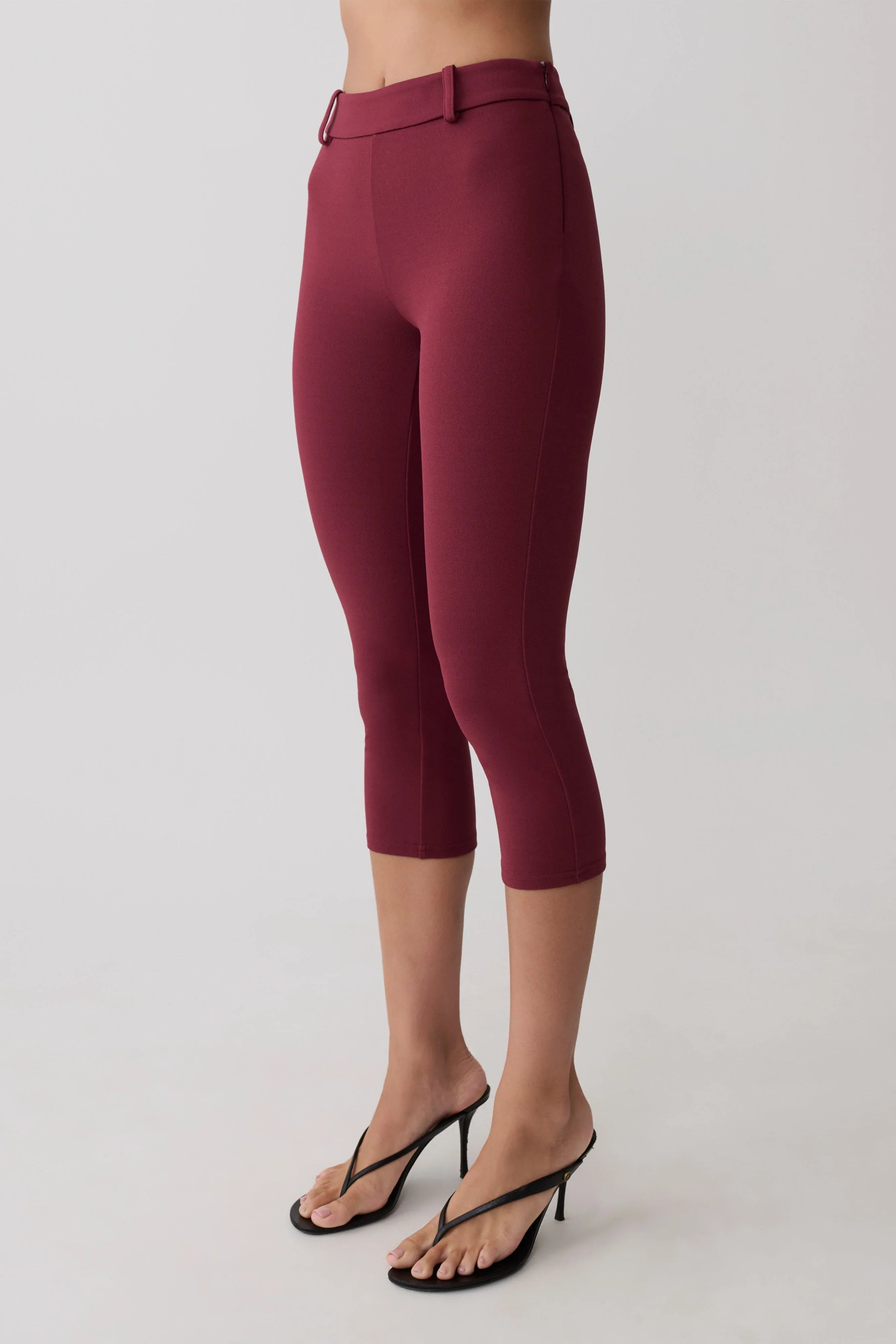 Blanca Stretch Crepe Capri Pants Mahogany