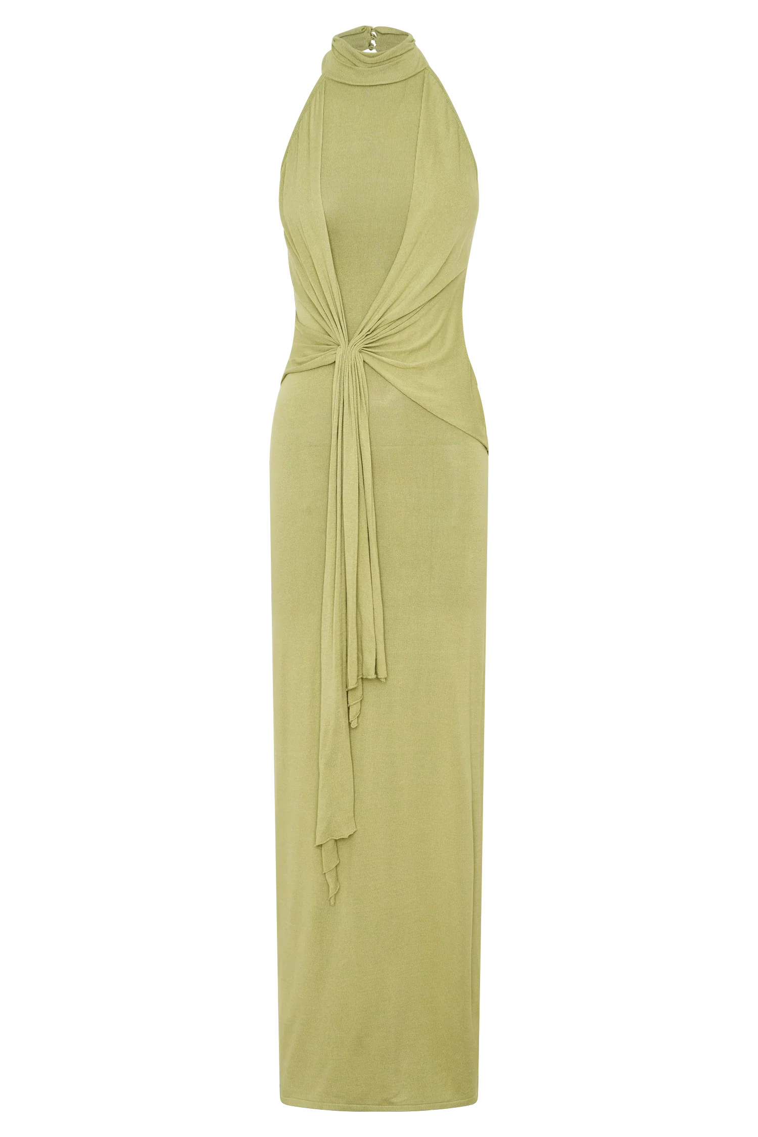 Cindylou Halter Knit Maxi Dress Light Olive