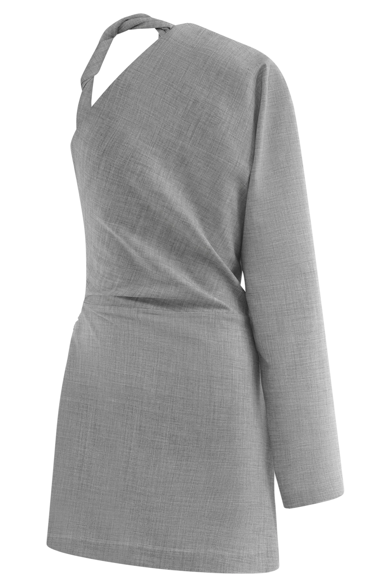 Dorian Twist Shoulder Mini Dress Charcoal Marle