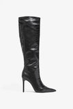 Uptown Black Croc Fitted Over Knee Pointed Heeled Boots