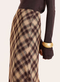 Check Print Chiffon Maxi Skirt