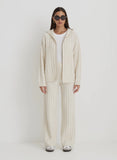 Cream Cable Knit Zip Hoodie