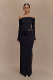 Judy Slinky And Mesh Maxi Skirt Black