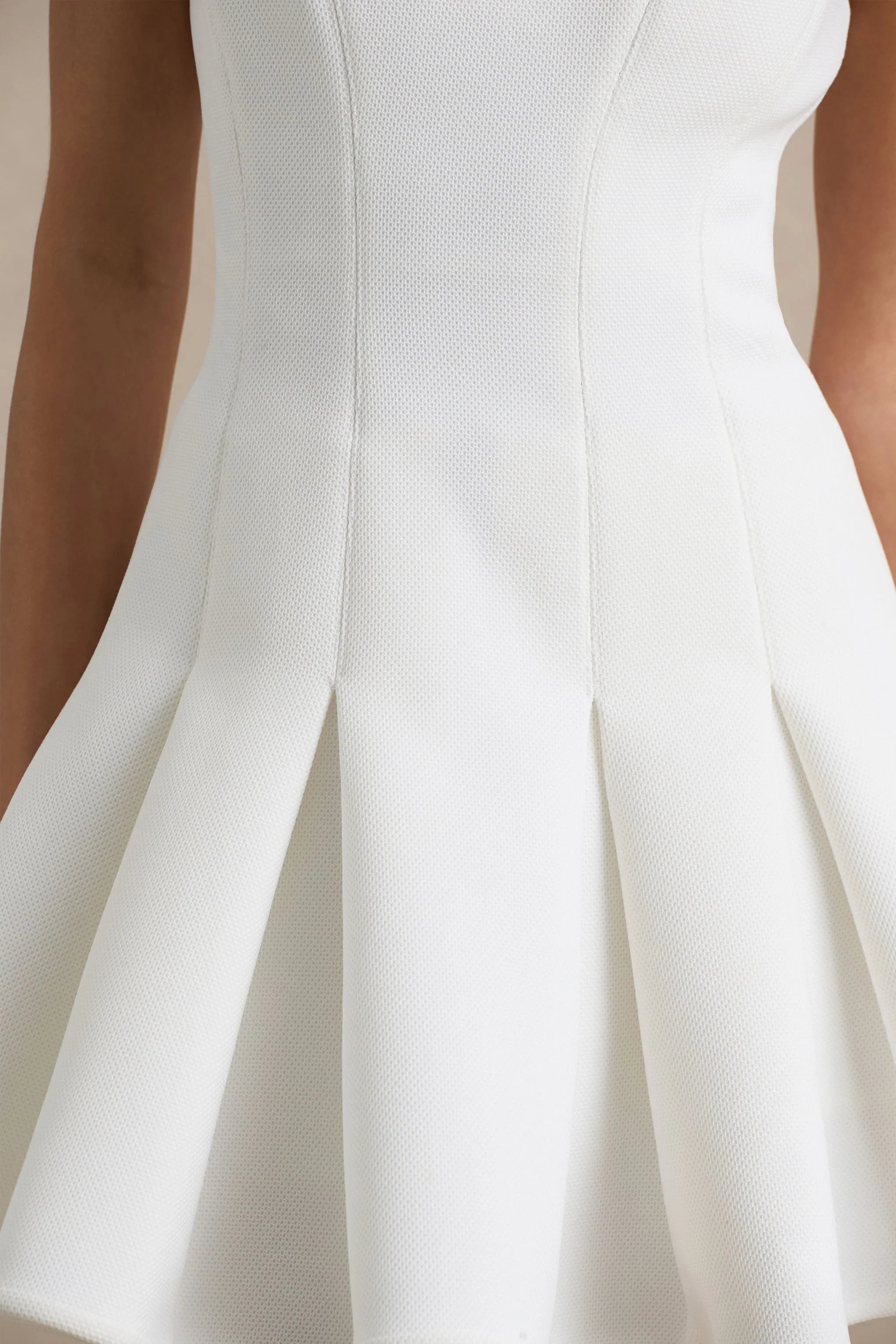 Leilani White Round Neck Mini Skater Dress