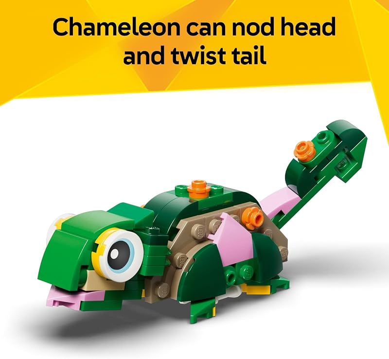 LEGO Creator 3 in 1 Turtle with a Water Lily Flower Building Toy for Girls Boys Kids Build a Chameleon Frog or Turtle Toy Figure Gift Idea for Animal Lovers Ages 7 31377