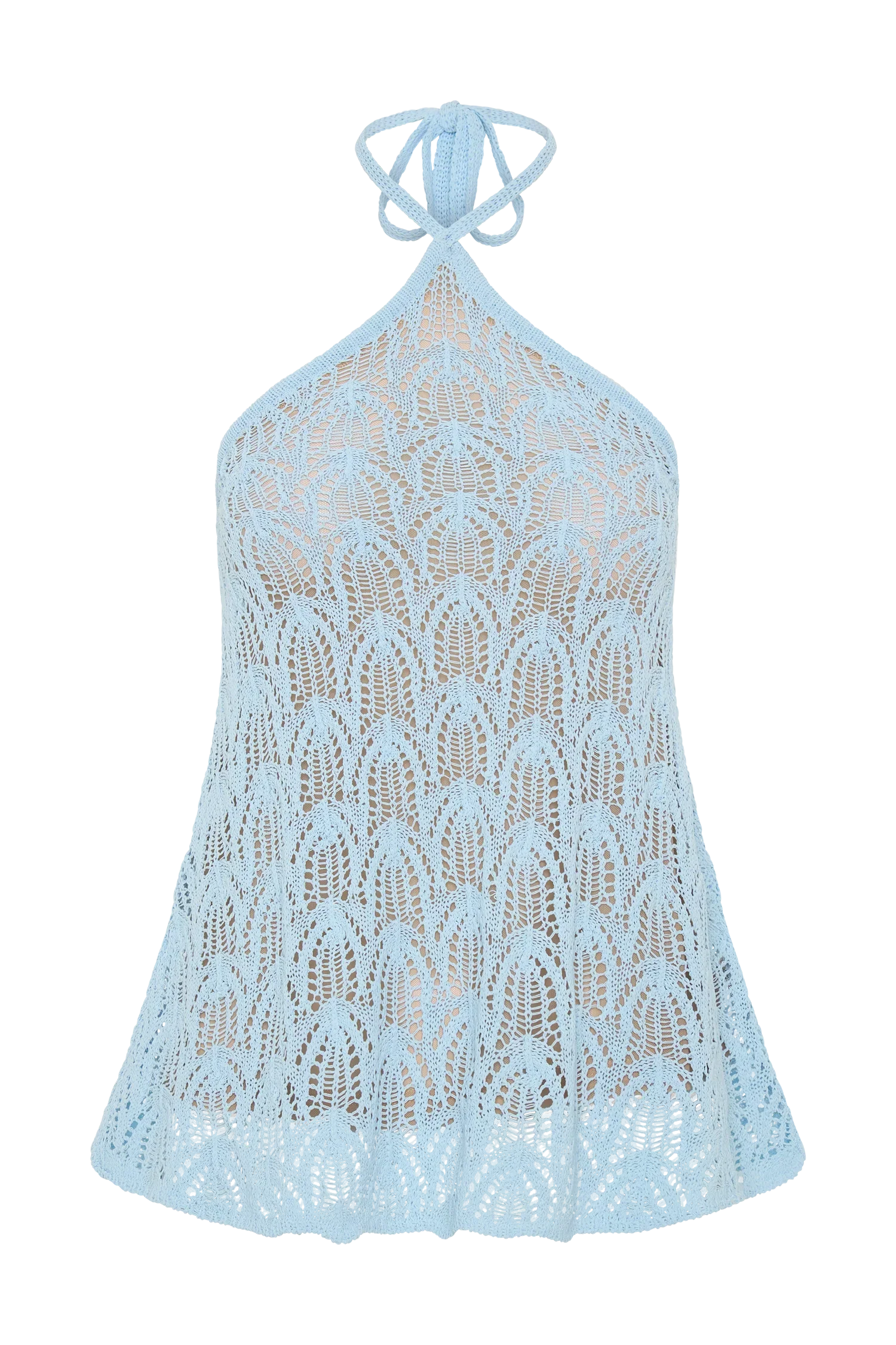 Corey Crochet Halter Neck Top Light Blue