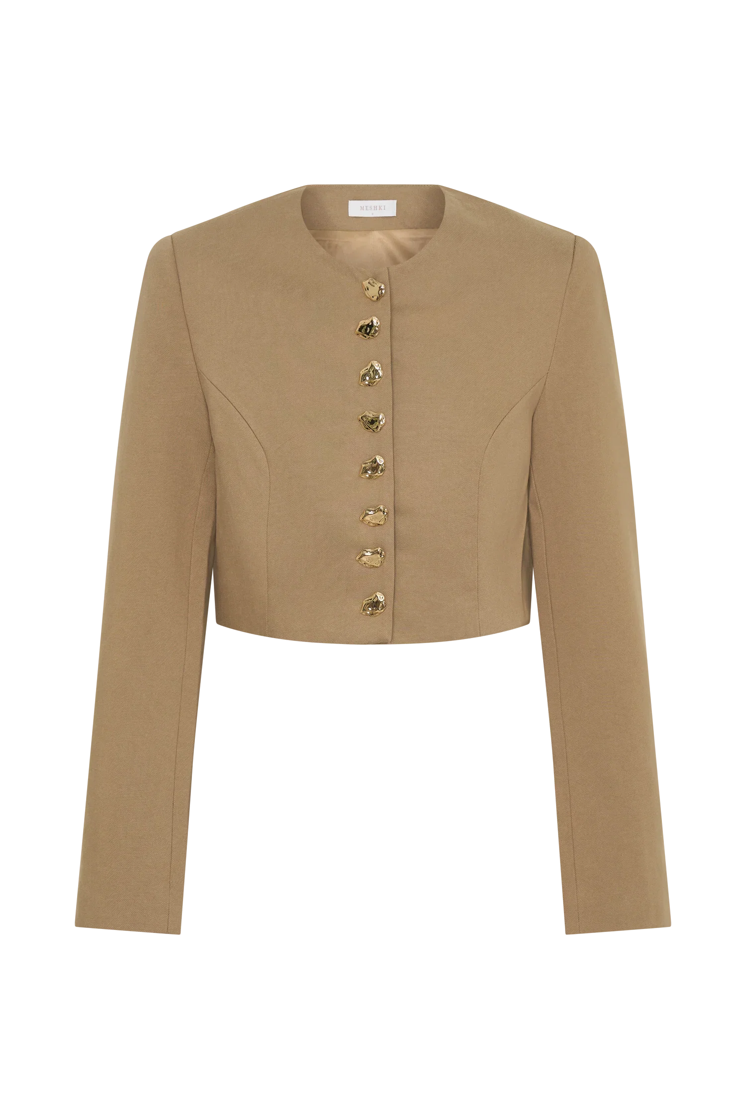 Marielle Button Up Cropped Jacket Taupe