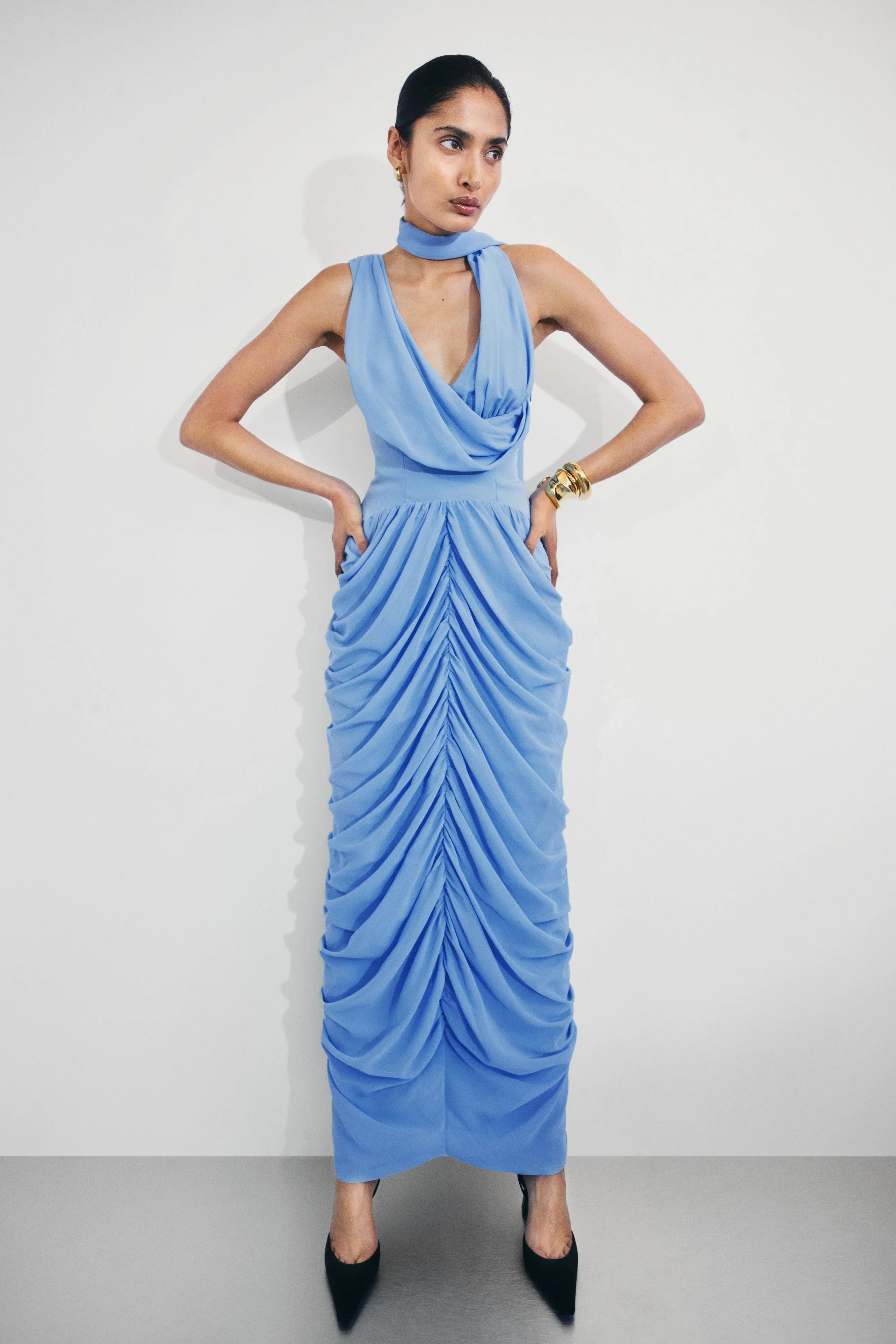 Alex Chiffon Maxi Dress Blue