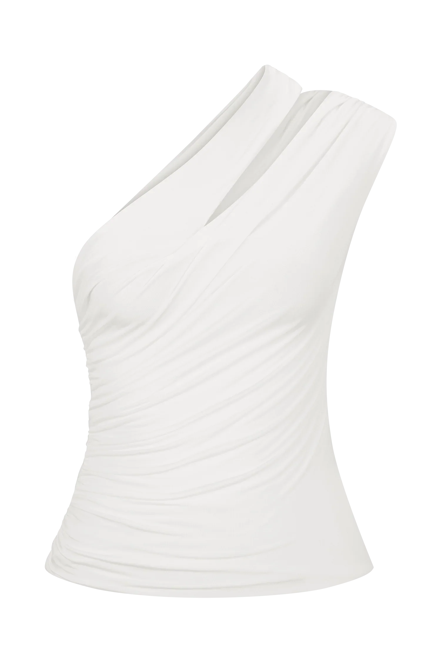 Anna One Shoulder Modal Top White