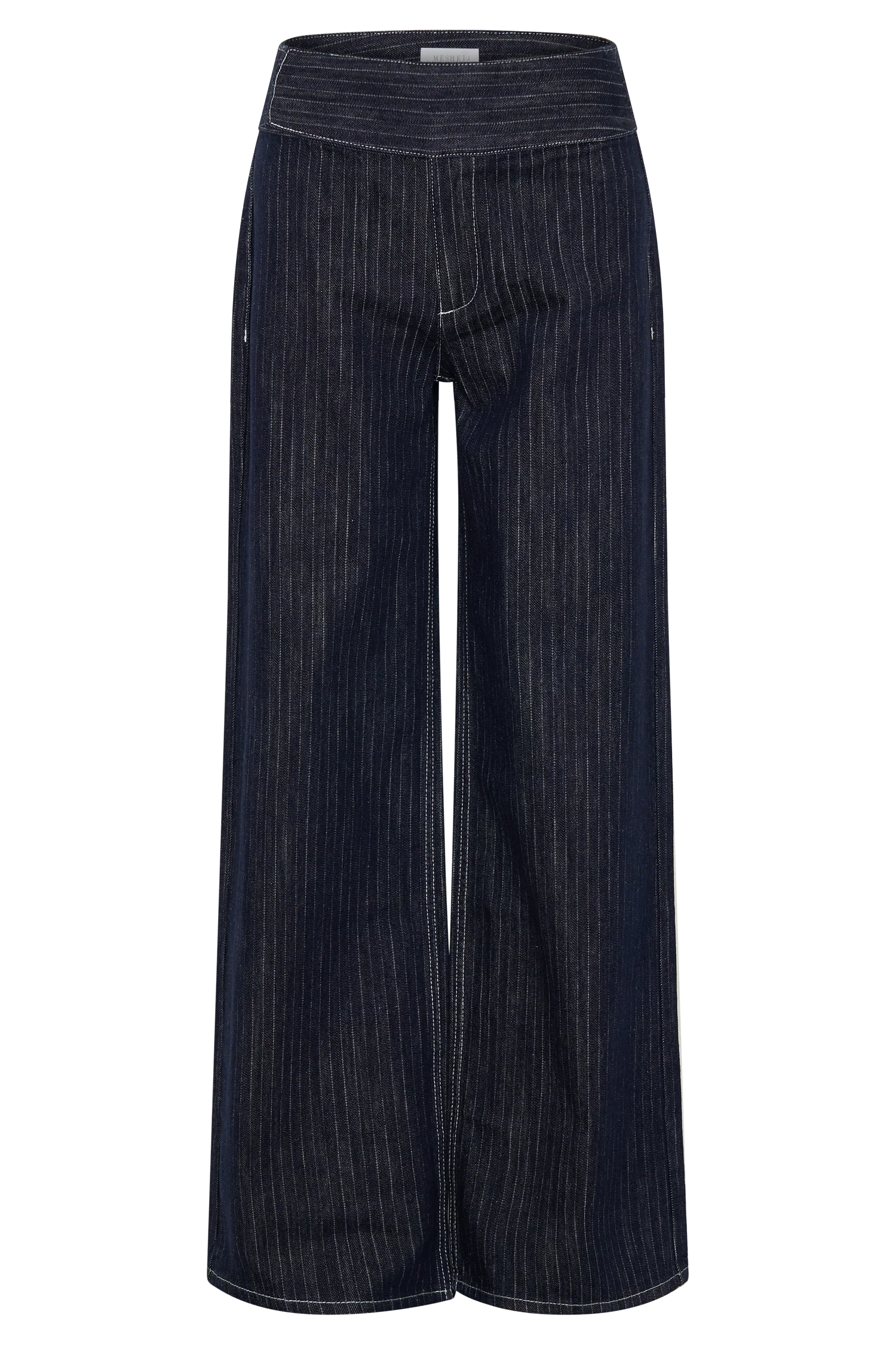 Sienna Flare Mid Rise Denim Jeans Indigo Pinstripe