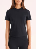 Black Short Sleeve Soft Stretch Gym Top