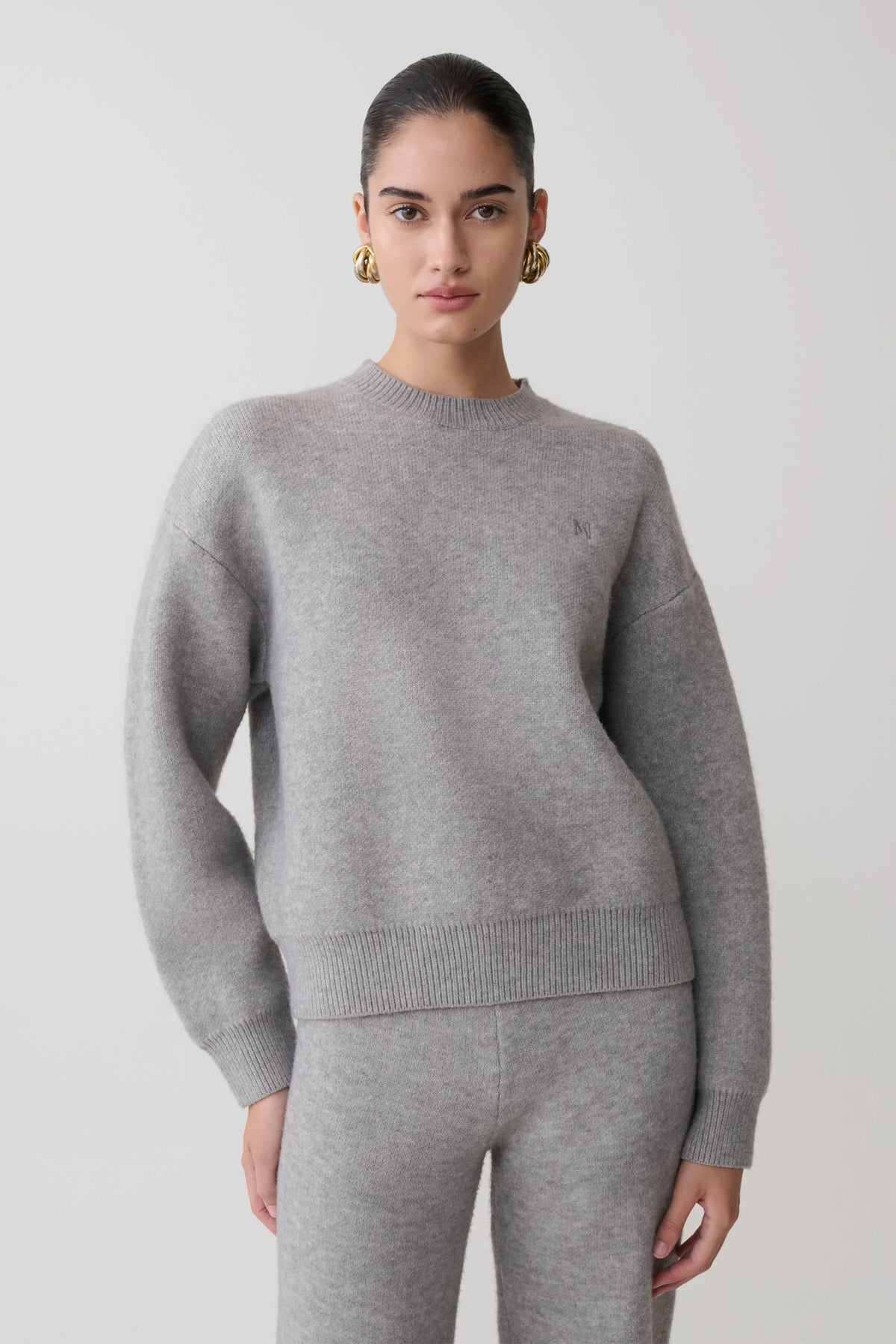 Lulu Oversized Knit Jumper Grey Marle