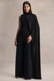 Seema Black High Neck Jumpsuit With Cape