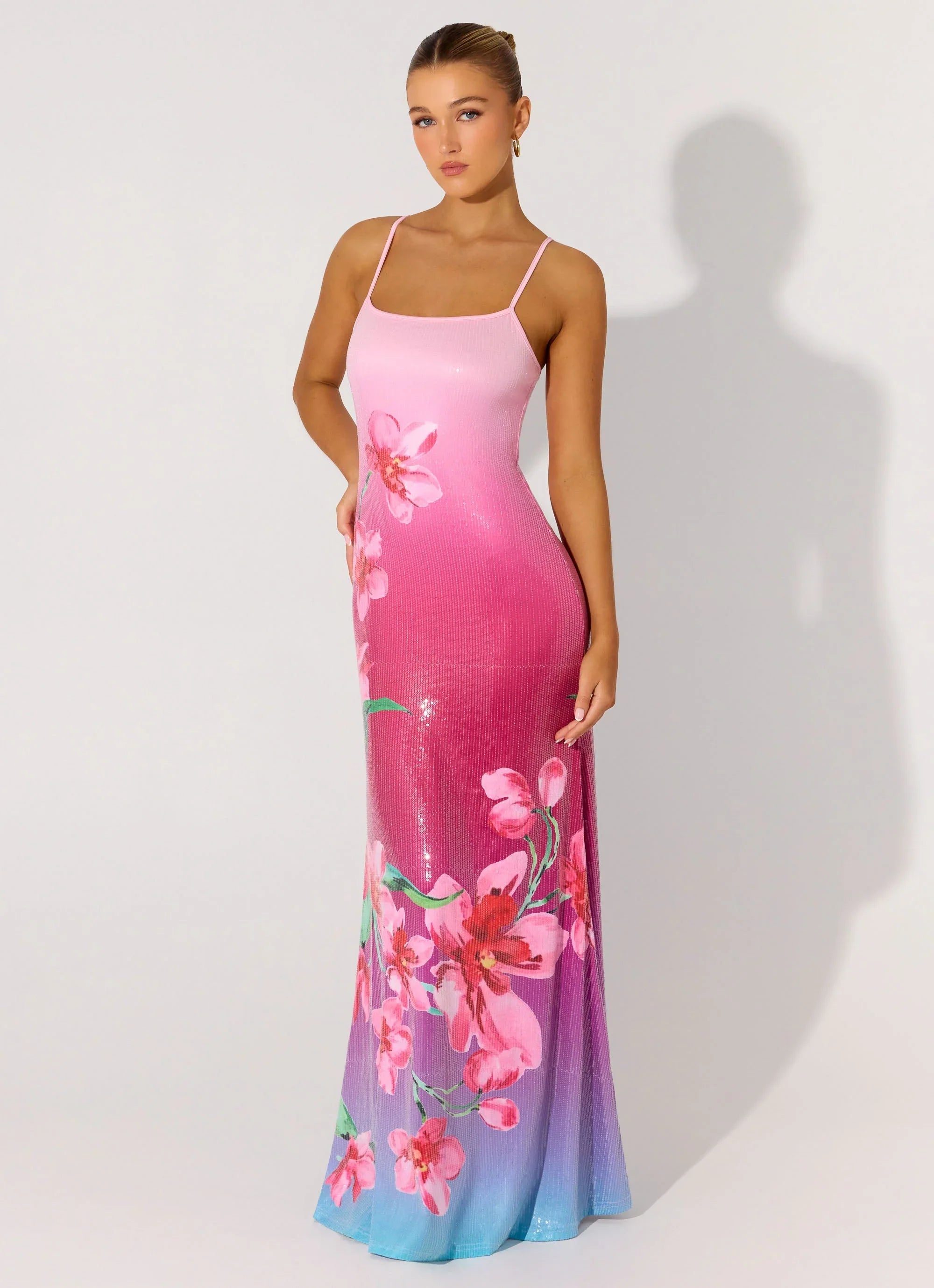 Ariaz Sequin Maxi Dress Ombre Reef