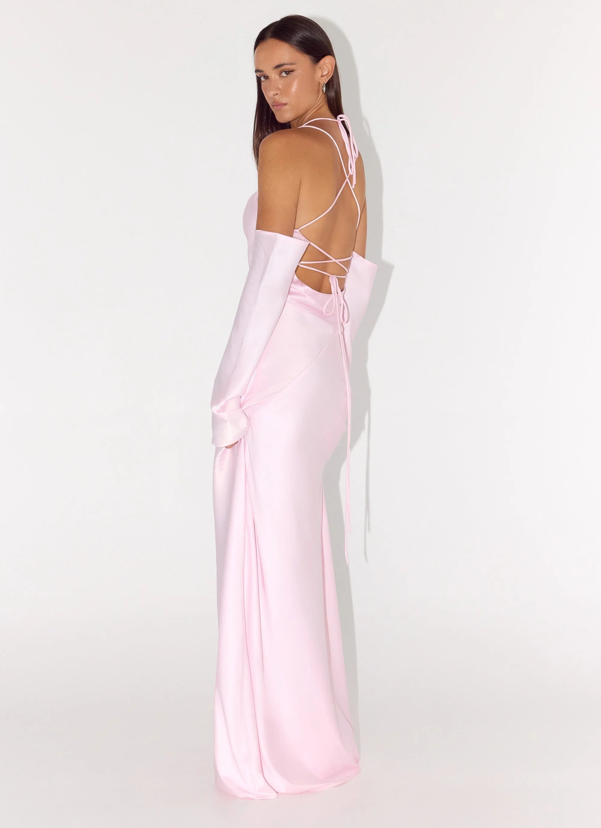 Breathe Me Long Sleeve Maxi Dress Baby Pink