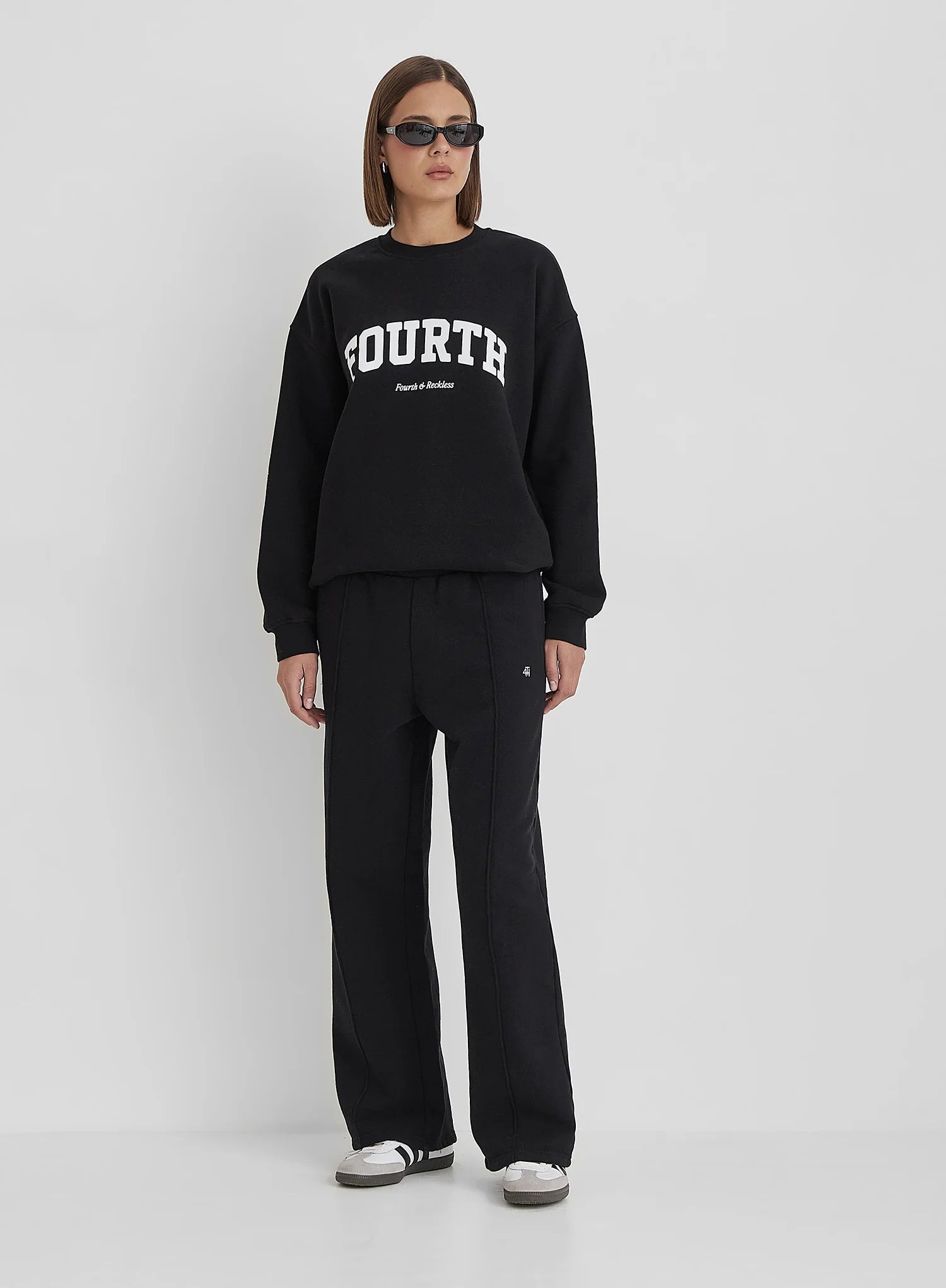 Black 4th Wide Leg Branded Joggers